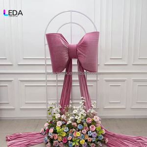 LEDA Grand nœud en tissu rose en velours personnalisé à longue traîne pour mariage, fête, anniversaire, événements, accessoires de décoration - Product Image 2