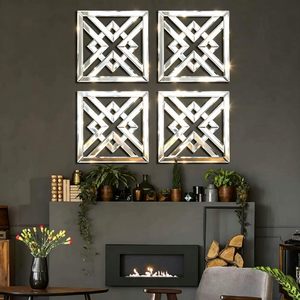 <span class=keywords><strong>Specchio</strong></span> <span class=keywords><strong>da</strong></span> Parete <span class=keywords><strong>Moderno</strong></span> di Lusso a Forma di Diamante 3D in Argento per Soggiorno, <span class=keywords><strong>Camera</strong></span> <span class=keywords><strong>da</strong></span> Letto, Ingresso e Corridoio - Product Image 3