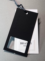 Balançoire en papier de carton noir de luxe Accrocher le logo personnalisé avec sérigraphie écologique pour sacs et chaussures