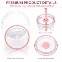 Gobelets en plastique réutilisables Tritan 450 ml (16 oz) avec logo personnalisé, couvercle à vis et paille pour thé au lait et café