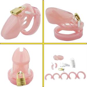 Cage de chasteté en silicone plastique avec verrouillage pour homme, certifiée CE/ROHS, tailles S/M, étanche, sensation réaliste, jouet sexuel pour hommes et garçons - Product Image 4