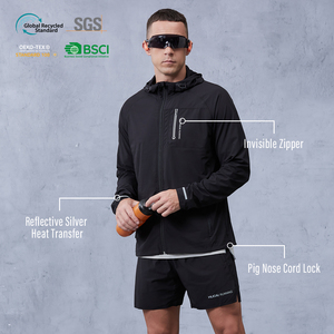OEM HUCAI Custom Manufacturers Nylon Spandex Lightweight <strong>Reflective</strong> Workout Outdoor Gym <strong>Running</strong> <strong>Jacket</strong> for Men - Product Image 3