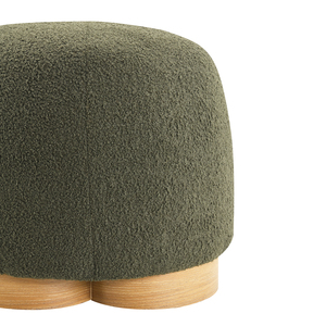 Round Soft Teddy Fabric Upholstered Ottoman <b>Footstool</b> With Padded Seat Modern <b>Pouf</b> For Living Room Or Bedroom - Product Image 6