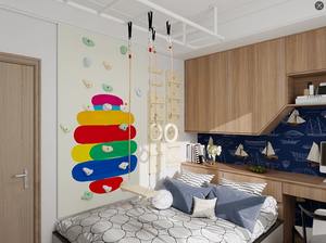 Muro de Escalada Interior de Madera Contrachapada PhysiMax para Niños con Escalera y Anillas para Niños Pequeños, Sala de Juegos en Casa, Juego Activo Seguro para 5-10 Usuarios - Product Image 3