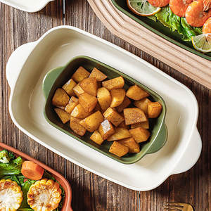 <span class=keywords><strong>Plat</strong></span> de cuisson à gâteau <span class=keywords><strong>en</strong></span> argile brute, <span class=keywords><strong>plat</strong></span> de cuisson rectangulaire plateau profond <span class=keywords><strong>en</strong></span> céramique avec poignée binaurale - Product Image 6