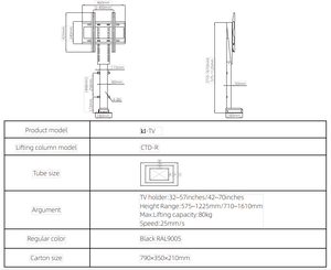 Mécanisme de levage de télévision Mécanisme de levage vertical intelligent motorisé <span class=keywords><strong>Support</strong></span> de meuble de télévision lcd <span class=keywords><strong>Support</strong></span> de <span class=keywords><strong>plafond</strong></span> électrique réglable en hauteur - Product Image 2