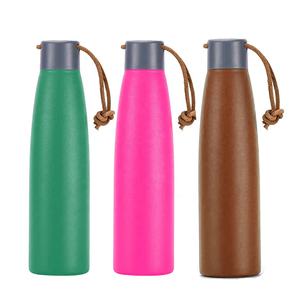 Botellas Personalizadas de Acero Inoxidable de Doble Capa de 17 oz/500 ml con Logotipo Personalizado, Correa de Cuero y Tapa - Product Image 2