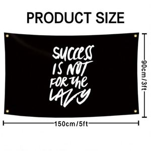 โรงงานขายส่งธงขนาด 3x5 ฟุต (90x150 ซม.) ผ้าคุณภาพพรีเมียม พิมพ์ลายด้วยเทคนิค Dye Sublimation ความสำเร็จไม่ได้เกิดขึ้นง่ายๆ ธงสำหรับผู้ที่มุ่งมั่น - Product Image 3