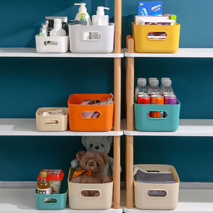 <b>Plastic</b> Square Storage Bins Rectangle Solid Color For Home <b>Kitchen</b> Cosmetic Snack Organization With Handles A068 - Product Image 2