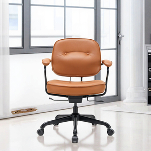 Modern Ergonomic PU Leather <b>Office</b> <b>Chair</b> Mid-Back Conference <b>Swivel</b> Task -<b>Chair</b> with Adjustable Height for Home Use - Product Image 3