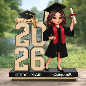Plaque en bois personnalisée à deux couches 2D pour la promotion 2026 – Cadeau de remise de diplôme avec nom imprimé – Décoration de bureau et souvenir - Product Image 1