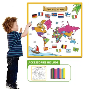 Samtoy 80厘米教育世界地图DIY彩色涂鸦儿童绘图垫