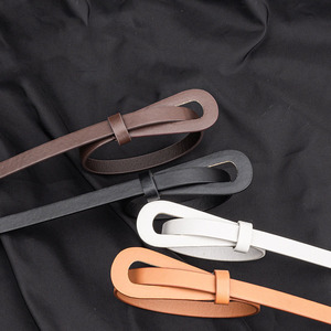 <span class=keywords><strong>Cintura</strong></span> da Donna in Pelle Fine con Fibbia in Lega, Stile Retrò, Casual, Elastica, con Gancio, per Vita Stretta - Product Image 1
