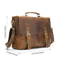 Mallette pour ordinateur portable en cuir véritable vintage de 14 pouces pour hommes sac messager portable avec motif Crazy Horse