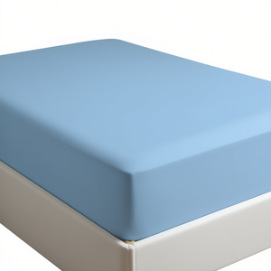 Drap-housse 100% coton bleu clair pour lit simple allemand 90x200cm - Product Image 3