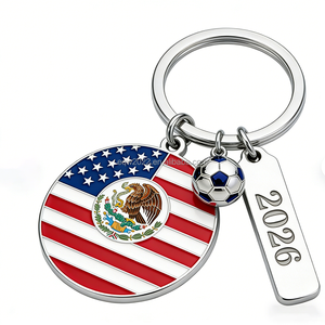 พวงกุญแจโลหะผสมสังกะสีรูปธงชาติฟุตบอลโลกแบบกำหนดเอง ของขวัญหรือของที่ระลึกสำหรับแฟนฟุตบอล - Product Image 1