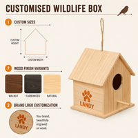 Nichoir classique en bois pour oiseaux, en pin naturel, pour l'extérieur, boîte à nids pour oiseaux sauvages, décoration suspendue pour jardin, kit nichoir OEM