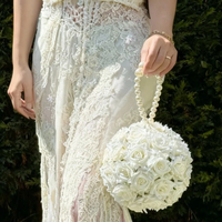 Bouquet de mariée en perles blanches, bouquet de mariage artificiel, bouquet de fleurs en perles fait main pour la mariée