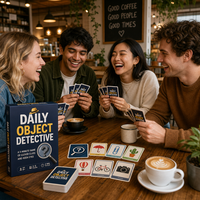 Jeu de cartes Premium Daily Object Detective, boîte en papier écologique personnalisable avec texture lin et noyau noir 310GSM, OEM/ODM pour la famille