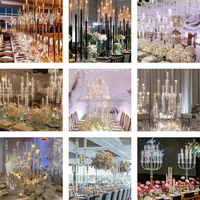 NIKA Vente en gros, chandelier de 90 cm de haut, 7 bras, cristal de verre, candélabre, centre de table de mariage, chandelier