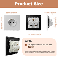 Enchufe de Pared Tipo EU de 86x88mm, 16A, IP44, para Uso Industrial y Hospitalario, Estándar Europeo, Montaje en Pared, Resistente al Fuego y Duradero