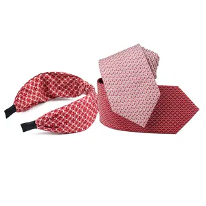 Personalizado al por mayor impresión diadema flor banda para el pelo Slik corbata floral de los hombres más caros corbata accesorios conjunto