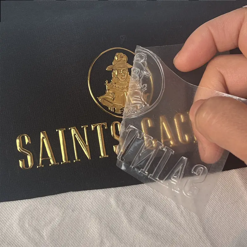 Benutzer definiertes Logo 3d tpu dicke Wärme übertragung Vinyl 3d erhöht Gold Logo TPU und Silikon Wärme übertragung Patch