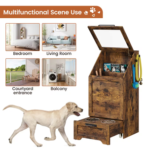 <span class=keywords><strong>Station</strong></span> d'alimentation surélevée pour animaux de compagnie en bois (bois/métal) – Bols pour chiens et chats de grande, moyenne et petite taille - Product Image 4