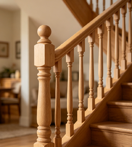 EFS RBR5600 Wood Half Baserail for Stair Railings Wall Mounted Rustic Design Indoor Outdoor Staircase Handrail Part 1 Year - Product Image 6