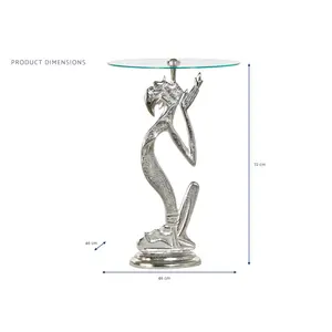 Table d'appoint en aluminium et verre 46 cm de largeur 46 cm de profondeur 72 cm de hauteur - Product Image 2