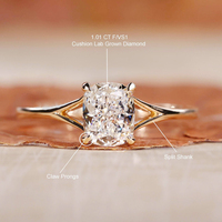 Joyería personalizada 10K oro sólido 2ct corte radiante anillo de compromiso de diamante de laboratorio certificado Igi anillo de bodas de diamante cultivado en laboratorio