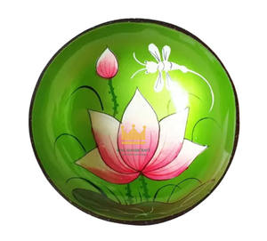 Bol en coquille de noix de coco laqué fait à la main, écologique, très vendu, motif de fleur de lotus, léger, durable, ustensiles de cuisine classiques - Product Image 2