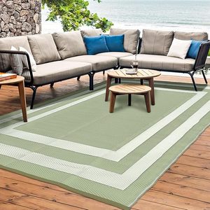 <span class=keywords><strong>Tapis</strong></span> réversible imperméable en polypropylène vert Zelin, résistant à la saleté, lavable, portable, facile à nettoyer, pour patio, camping-car, camping, extérieur - Product Image 1