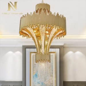 โคมไฟระย้าคริสตัล LED หรูหราสำหรับตกแต่งภายในโรงแรม วิลล่า บันได และโถงทางเดิน ผลิตภัณฑ์ใหม่ ออกแบบตามสั่ง - Product Image 2