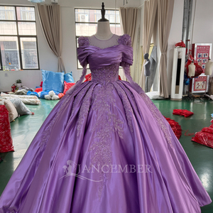 Vestido de Quinceañera Elegante Morado Mc035 con Apliques y Espalda con Cordones, Vestido de Gala Completo, Jancember - Product Image 2