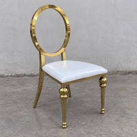 Chaise de banquet de mariage en acier inoxydable doré avec pieds tournés et dossier creux, vente en gros