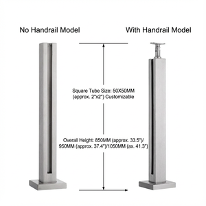 درابزين حديث من الفولاذ المقاوم للصدأ للشرفات والسلالم، نظام حماية زجاجي خارجي بدون إطار مع أعمدة مشقوقة - Product Image 3