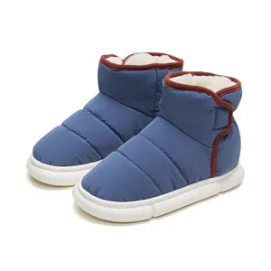 Winter Boots With Fluffy Imitated Fur Waterproof Anti-Slip Breathable Cushioning Slippers Shoes Home Bedroom Toe Style