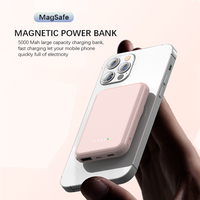 Produk terlaris 2025 baterai Bank daya telepon 5000 Mah pengisian nirkabel cepat 15W portabel