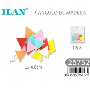 Triangles en bois Ilan 4,0 cm x 0,3 cm, 12 pièces, formes artisanales multicolores - Product Image 3