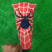 Couvre-chef de club de golf brodé avec logo personnalisé Couvre-chef velcro pour putter en cuir Couvre-tête de putter de golf araignée