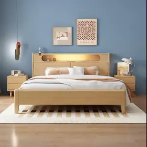 Penjualan Laris ODM Desain Furnitur Modern Mewah Tempat Tidur Kayu Ek Ukuran King dengan Laci Penyimpanan