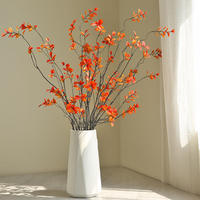Branches artificielles modernes et écologiques en feuilles d'érable 3D, tiges de feuillage d'automne orange pour Halloween, mariage, vase, maison, fête, table