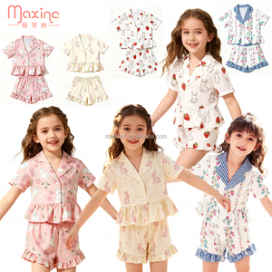 Conjunto de Ropa de Dos Piezas para Niñas Pequeñas con Diseño de Pascua, Serie Familiar, Pijama de Manga Corta con Estampado de Conejo y Bolsillos - Product Image 5