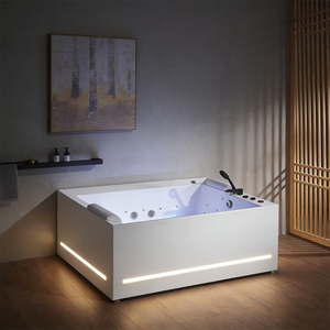 Baignoire autoportante en acrylique de style moderne pour 2 personnes avec système de pompe à air et jets spa - Product Image 1