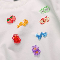 Patch brodé personnalisé de petites fleurs et fruits, mini-applique à coudre pour la décoration de vêtements