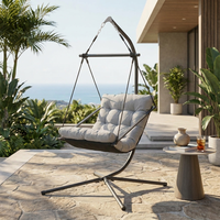 Fauteuil suspendu moderne avec support en acier thermolaqué, coussin en polyester 180g et coton PP, mobilier d'extérieur, balançoire