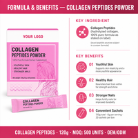 Prodotto di Bellezza al Collagene in Polvere OEM a Marchio Privato, Spedizione Rapida, Bestseller, 180g, Integratore Alimentare Erboristico Sbiancante e Illuminante per Adulti