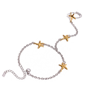 Pulsera de Cadena con Estrella de Mar, Acero Inoxidable con Detalles en Oro, Joyería Unisex para Regalo - Product Image 1