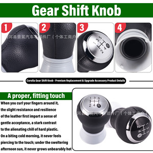 Leather Gear <b>Shift</b> <b>Knob</b> 5 Speed For Toyota Corolla Auris Yaris Manual Transmission - Product Image 5